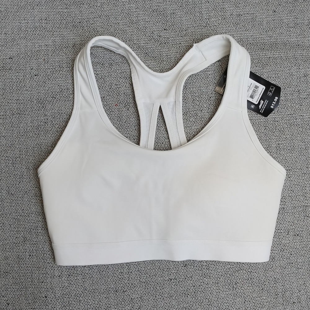 Avia Sports Bra Womens S White NWT Mesh Racerback Adjustable Performance Top
